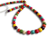Synthetic Stone Beads 6 MM (1 String, 60-65 Beads) Round Hole 1 MM Mixed Colors 16 Inch For Jewellery Making